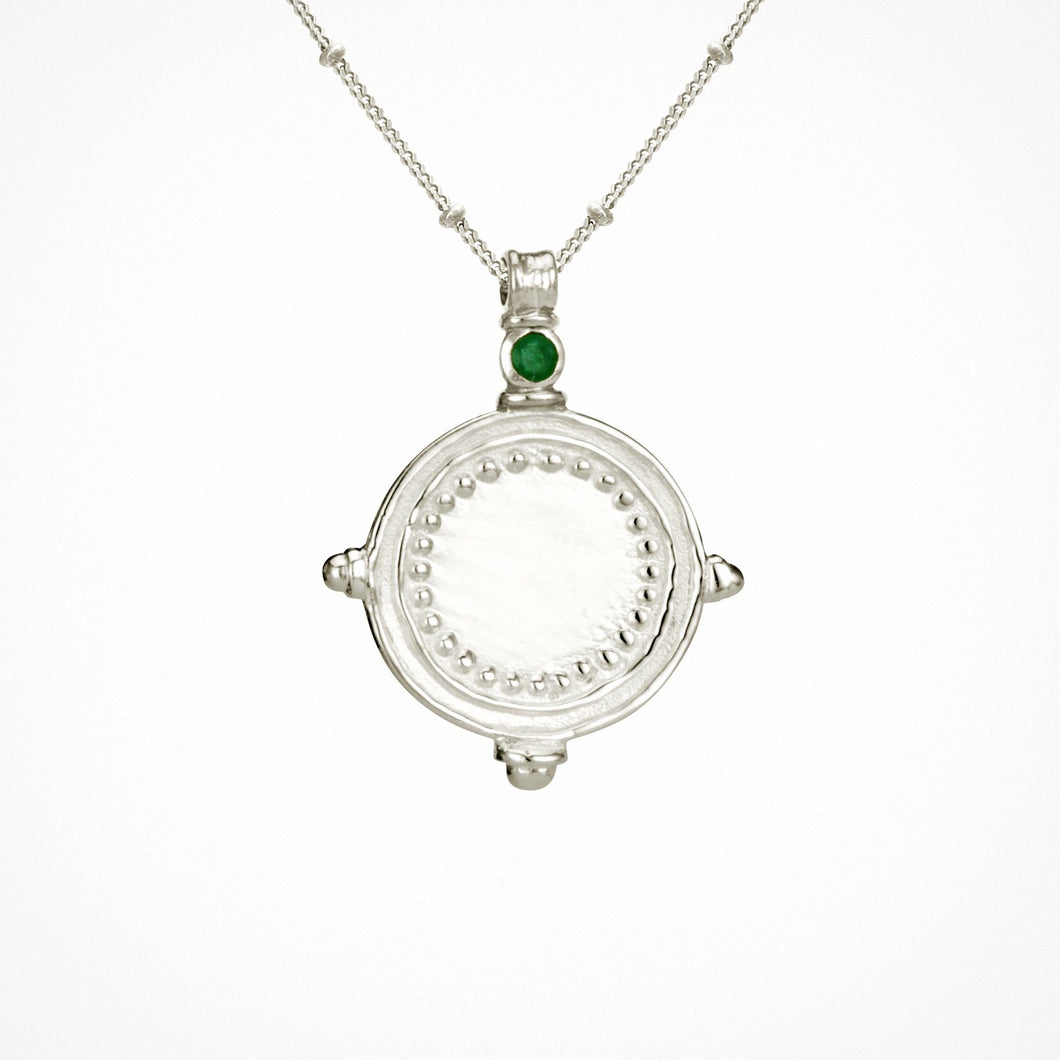 Temple Of The Sun - Sura Necklace - Emerald/Silver