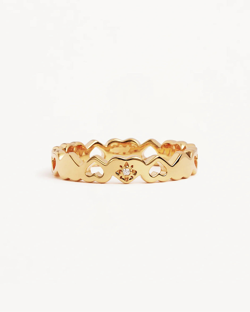 By Charlotte - Connected Hearts Ring - Gold