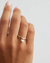 Load image into Gallery viewer, By Charlotte - Crystal Lotus Heart Padlock Ring - Silver
