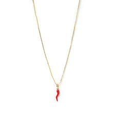 Load image into Gallery viewer, Arms Of Eve - Cornicello Red Charm Necklace - Gold
