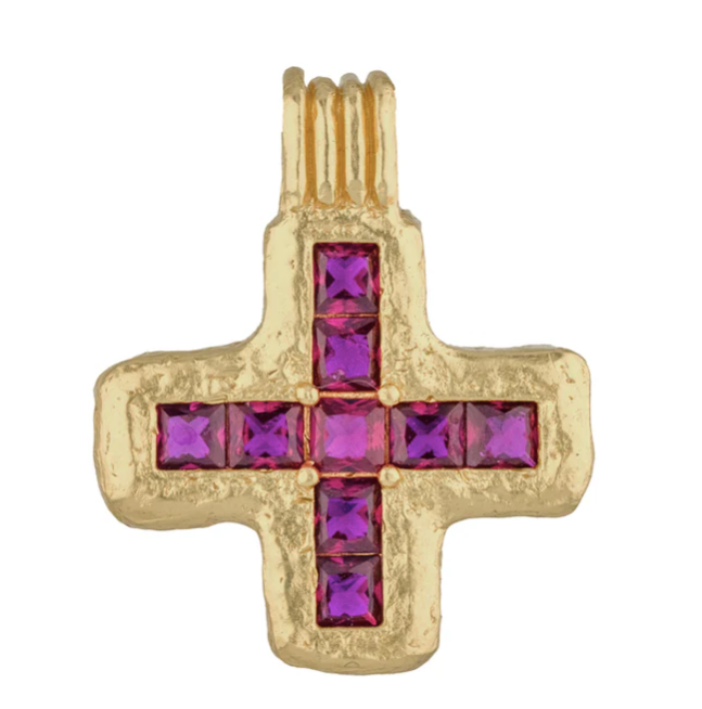 Cleopatra's Bling - Dashorst Necklace with Magenta Zircon - Gold
