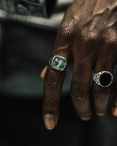 Lox & Chain - Creed Ring - Moss Agate