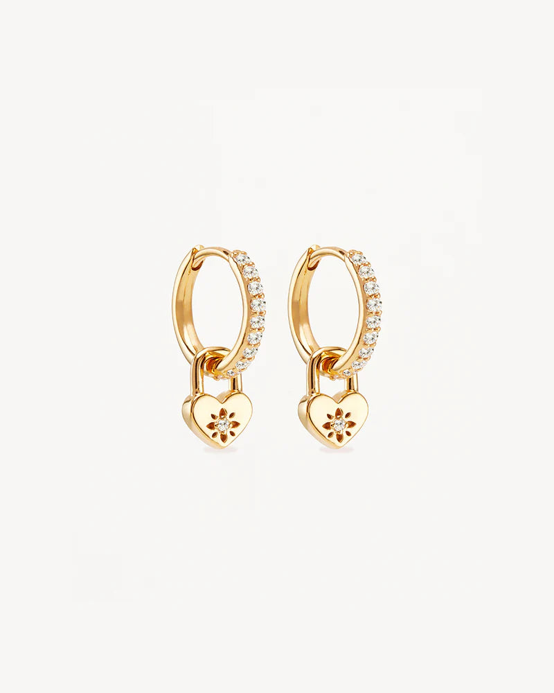 By Charlotte - Love Unlocked Padlock Hoops - Gold