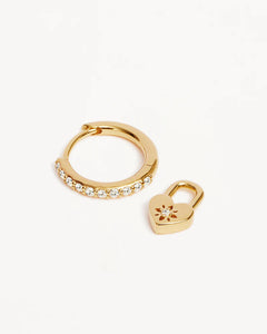 By Charlotte - Love Unlocked Padlock Hoops - Gold