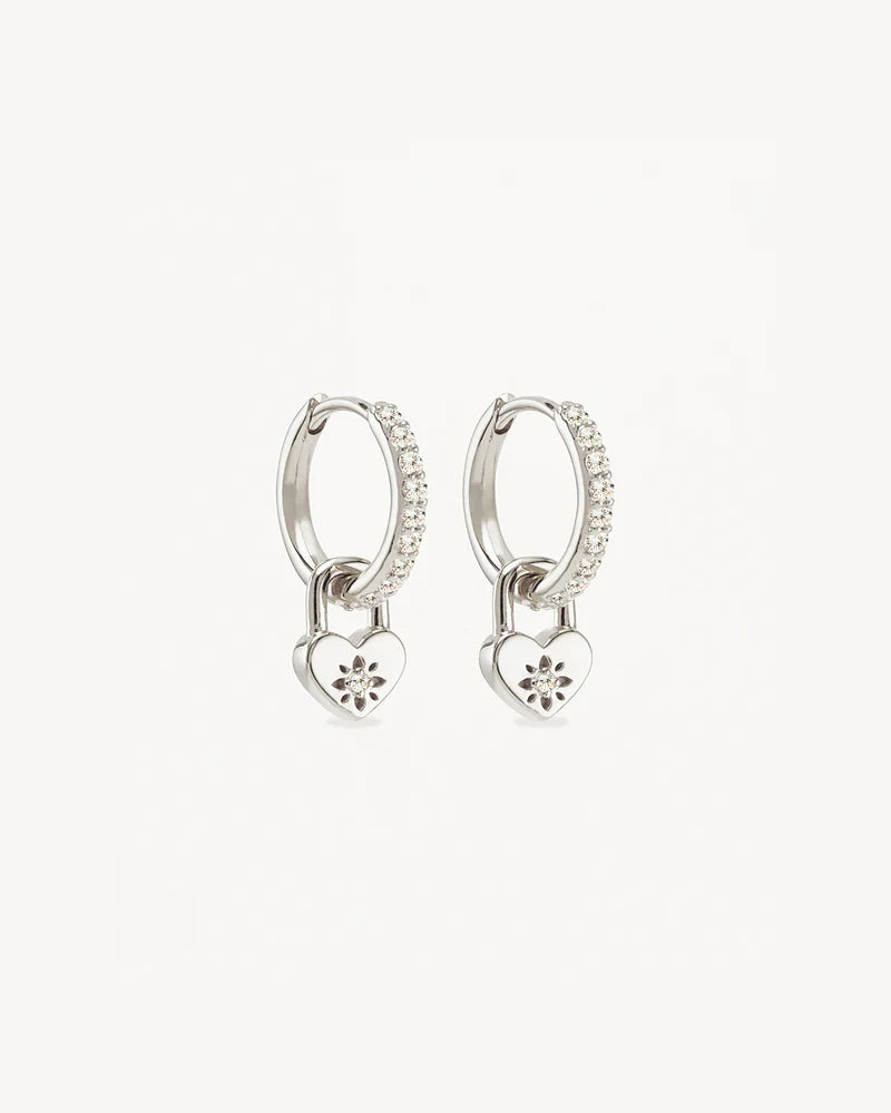 By Charlotte - Love Unlocked Padlock Hoops - Silver
