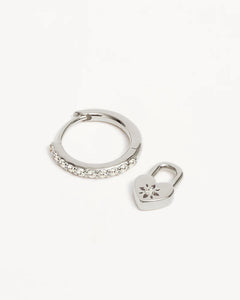 By Charlotte - Love Unlocked Padlock Hoops - Silver