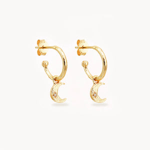 By Charlotte- Waning Crescent Hoops- Gold