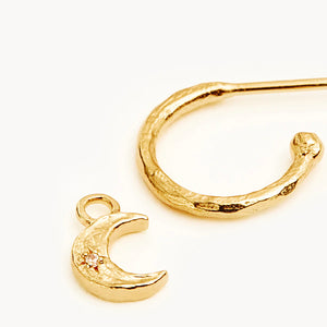 By Charlotte- Waning Crescent Hoops- Gold