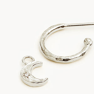 By Charlotte- Waning Crescent Hoops- Silver