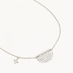By Charlotte - Live In Light Lotus Necklace - Silver