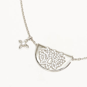 By Charlotte - Live In Light Lotus Necklace - Silver