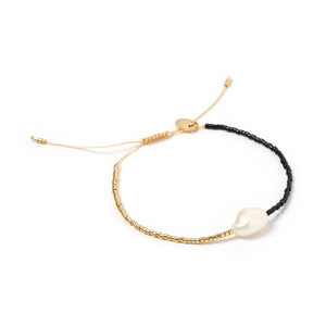 Arms Of Eve - Matilda Pearl and Glass Beaded Bracelet - Black
