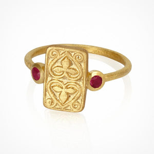 Temple Of The Sun - Ruby Seal Ring - Gold