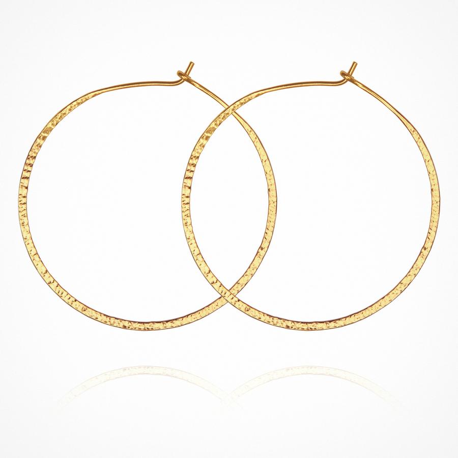 Temple of the Sun - Simple Hammered Hoop - Earrings Gold