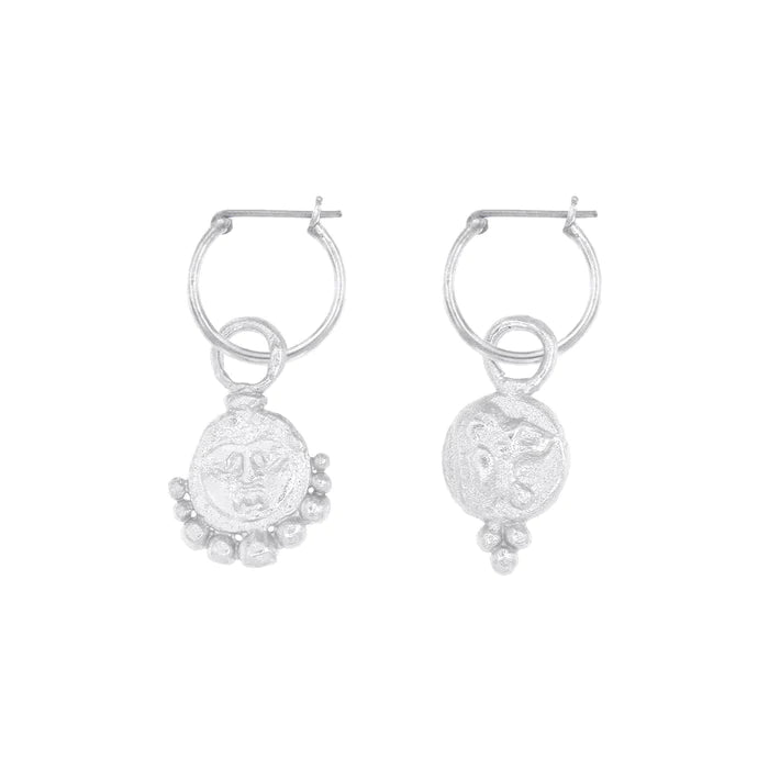 Cleopatra's Bling - Gorgoneion Lion Hoops - Silver