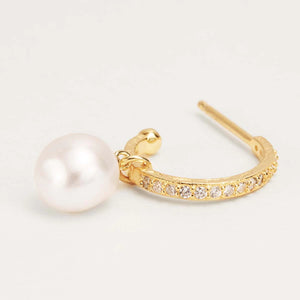By Charlotte - Intention of Peace Pearl Hoops - Gold