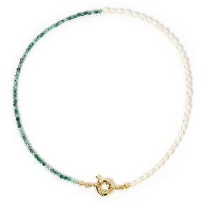Arms of Eve - Suri Pearl & Gemstone Necklace - Green Spectrolite