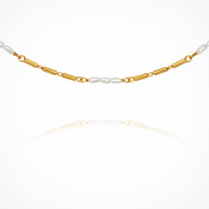 Temple Of The Sun - Riviera Necklace -  Pearl / Gold