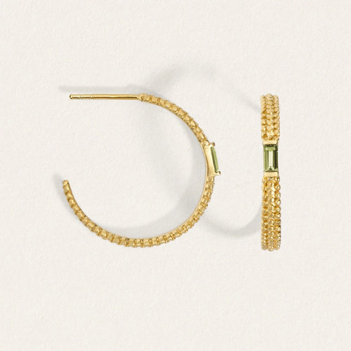 Temple Of The Sun - Vashti Peridot Hoops - Gold