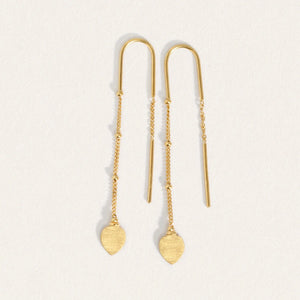 Temple Of The Sun - Hanging Lotus Earrings - Gold