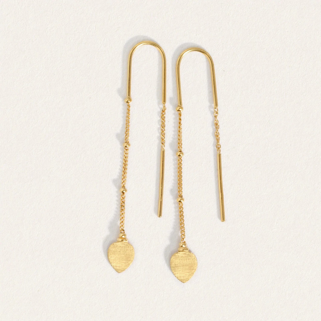 Temple Of The Sun - Hanging Lotus Earrings - Gold